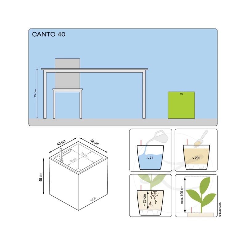 LECHUZA Pflanzgefäß „Canto Premium“, 76x40x40 Cm – Bild 3