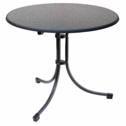 MFG Gartentisch, Klappbar, Ø85 Cm, Schwarz-silber