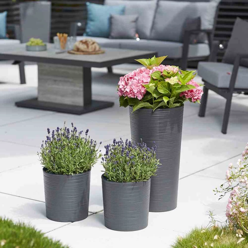 SIENA GARDEN Pflanzgefäß „Locon“, Ø30 Cm, Graphit – Bild 3